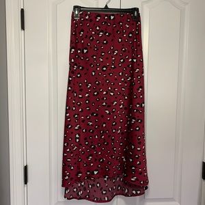 COPY - Red Long Leopard Print Skirt size: S